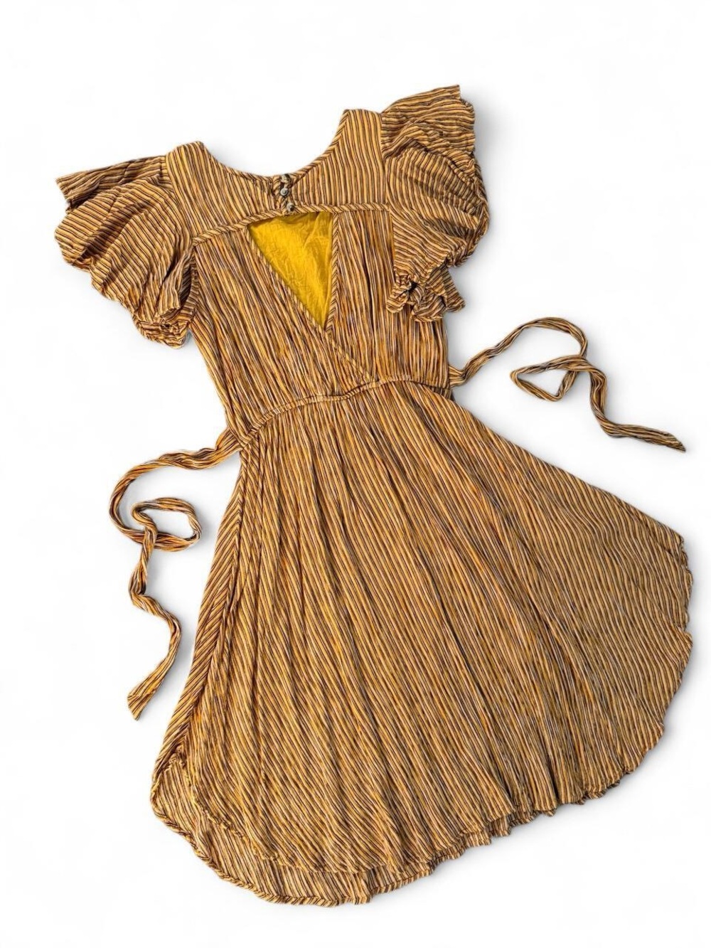 Band of Gypsies Mustard Stripe Midi Dress ✦ Cottagecore / Boho - Picture 4 of 8